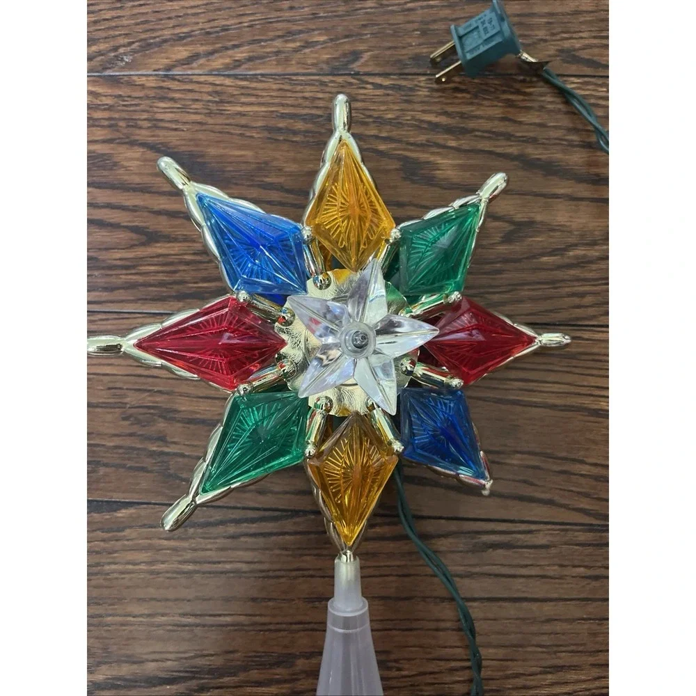 Christmas Tree Topper Star Plastic Jewel Joy Brite Merry Bright